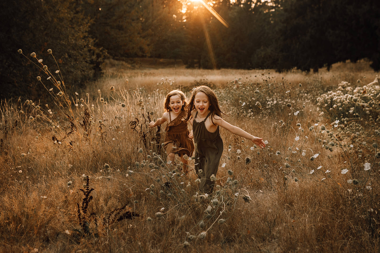 girls exploring pumpkin patches on Vancouver Island